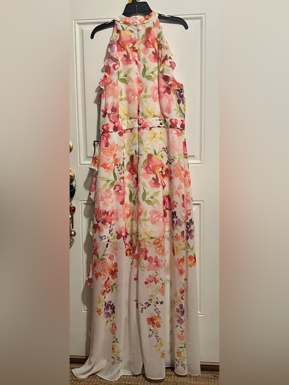 NWT Betsy & Adam Floral Chiffon Gown PINK MULTI Size 16 (A26919) - Picture 3 of 12